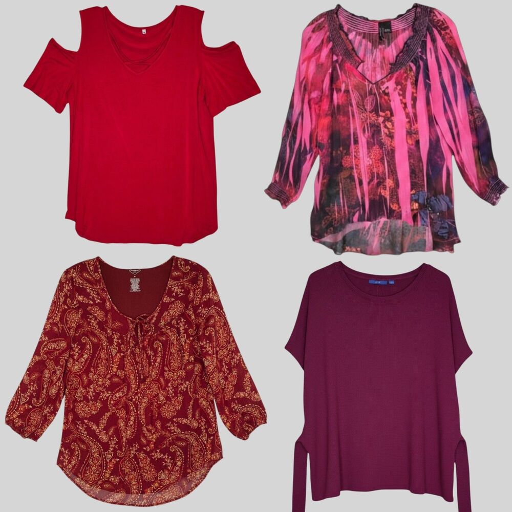 Womens Blouse Lot M 4 Pcs Multi Color Mixed Brand Bohemian Casual Business Gypsy